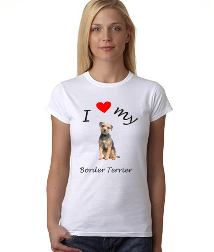 Dogs - I Heart My Border Terrier on Womans Shirt